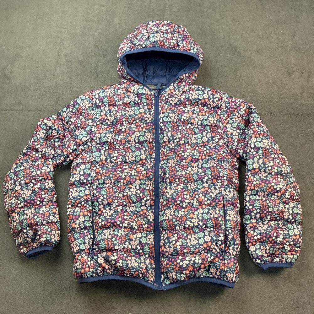 Eddie Bauer Floral Down Puffer Jacket Hooded Youth Size Large 14